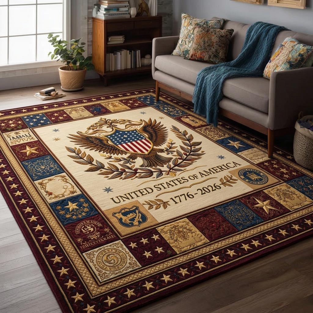 Heritage Patch Area Rug - Non-Slip Washable 3D Print Rug for Living Room & BedroomTVC2108148