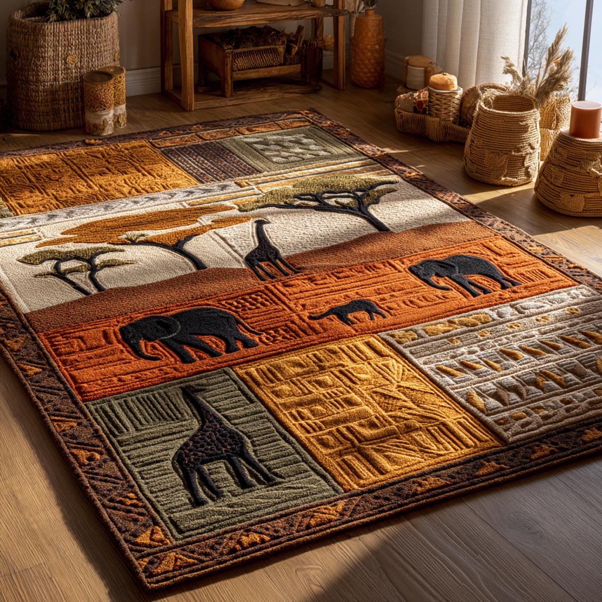 Heritage Plains Area Rug - Non-Slip Washable 3D Print Rug for Living Room & BedroomTVC210872