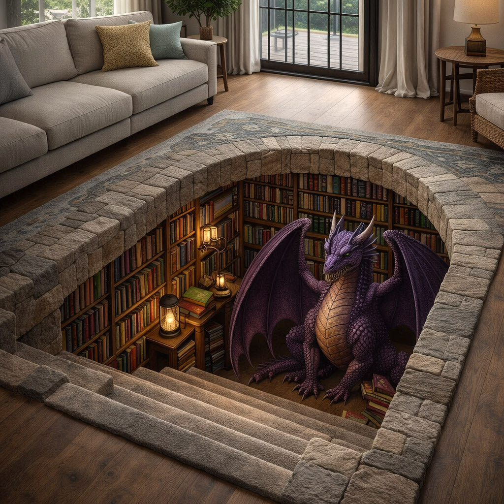 Hidden Library Area Rug - Non-Slip Washable 3D Print Rug for Living Room & BedroomTVC2108160