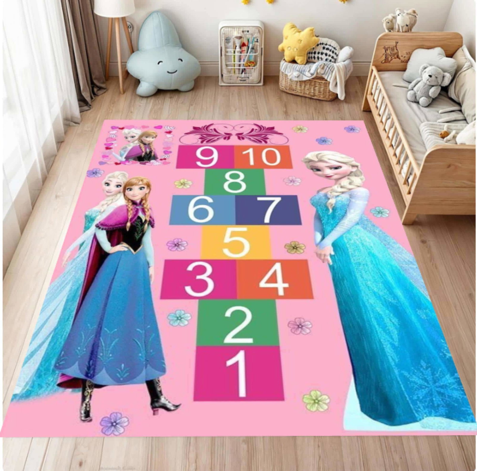 Hinkelspeldkleed for Kids Prinsessenspeelkamer Washable Kids Room RugTVC1708368