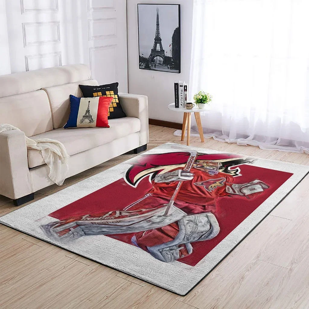 Hockey Goalie Area Rug Perfect for Sports Fans Decor Red and White