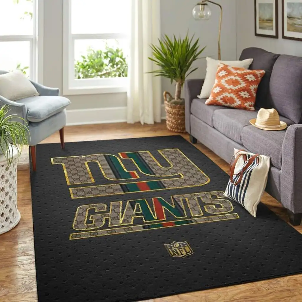 Hockey Helmet Area Rug Modern Living Room Decor Black and Yellow