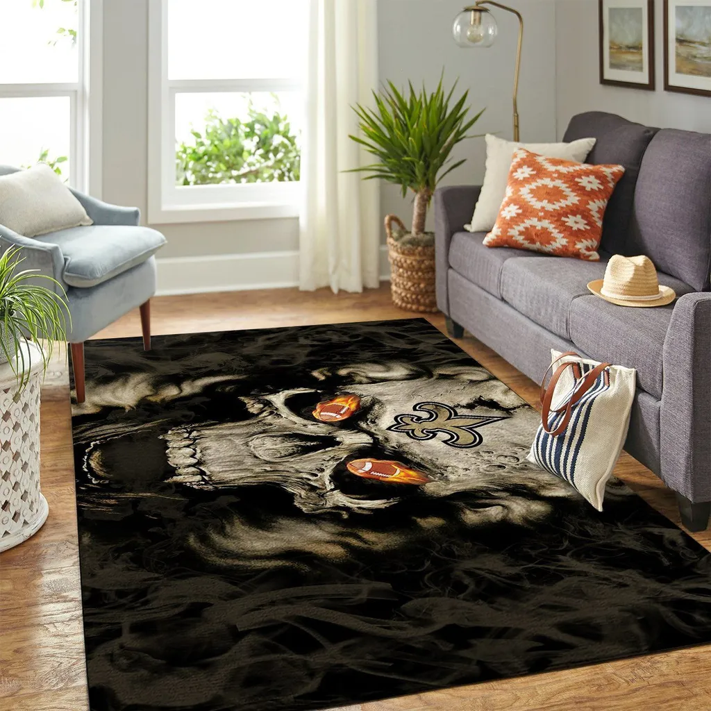 Hockey Mask Area Rug for Living Room Decor Beige and Black