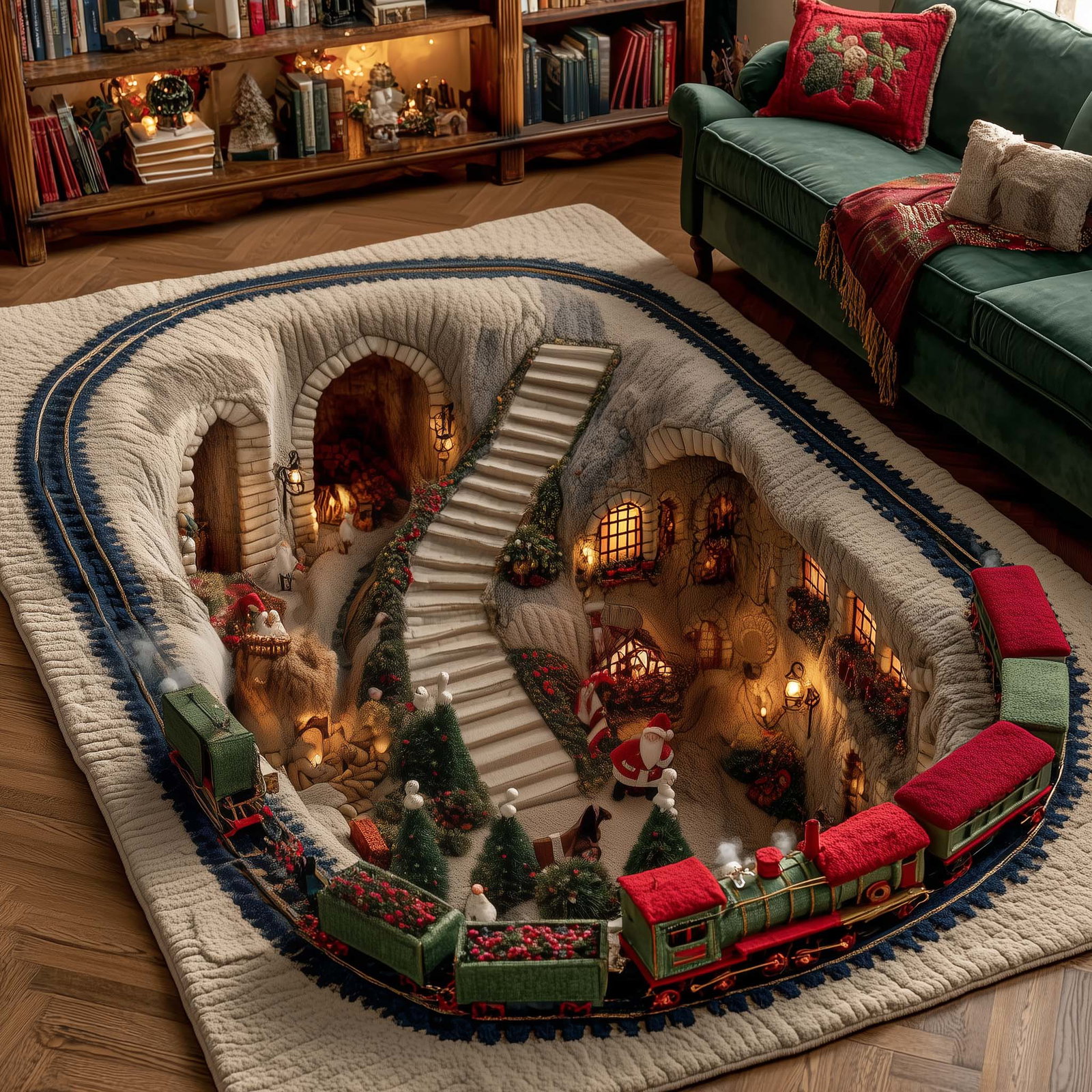 Holiday Express Christmas Area Rug - Non-Slip Washable 3D Print Rug for Living Room & BedroomTVC2108160
