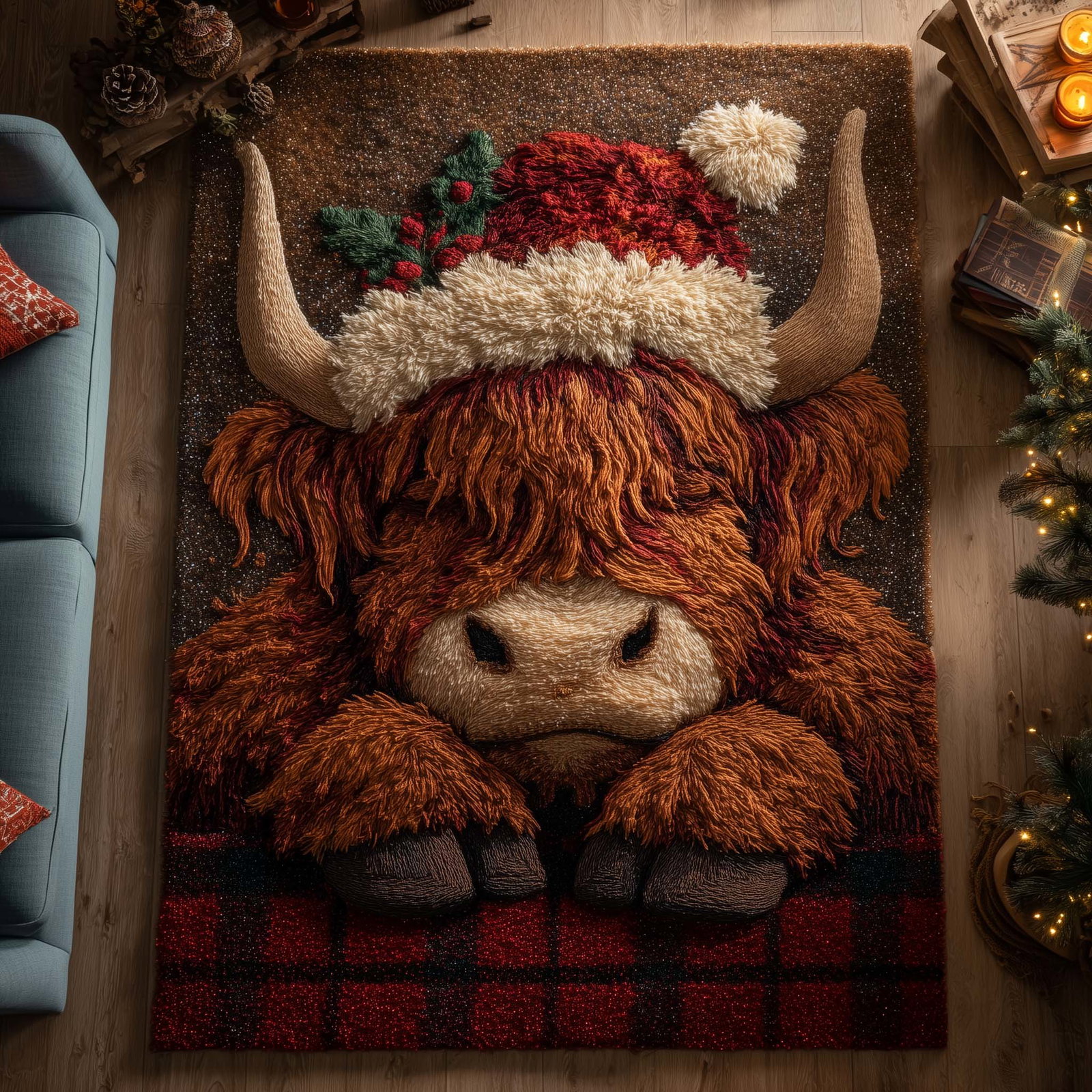 Holiday Farmstead Christmas Area Rug - Non-Slip Washable 3D Print Rug for Living Room & Bedroom (DesignTVC2108198