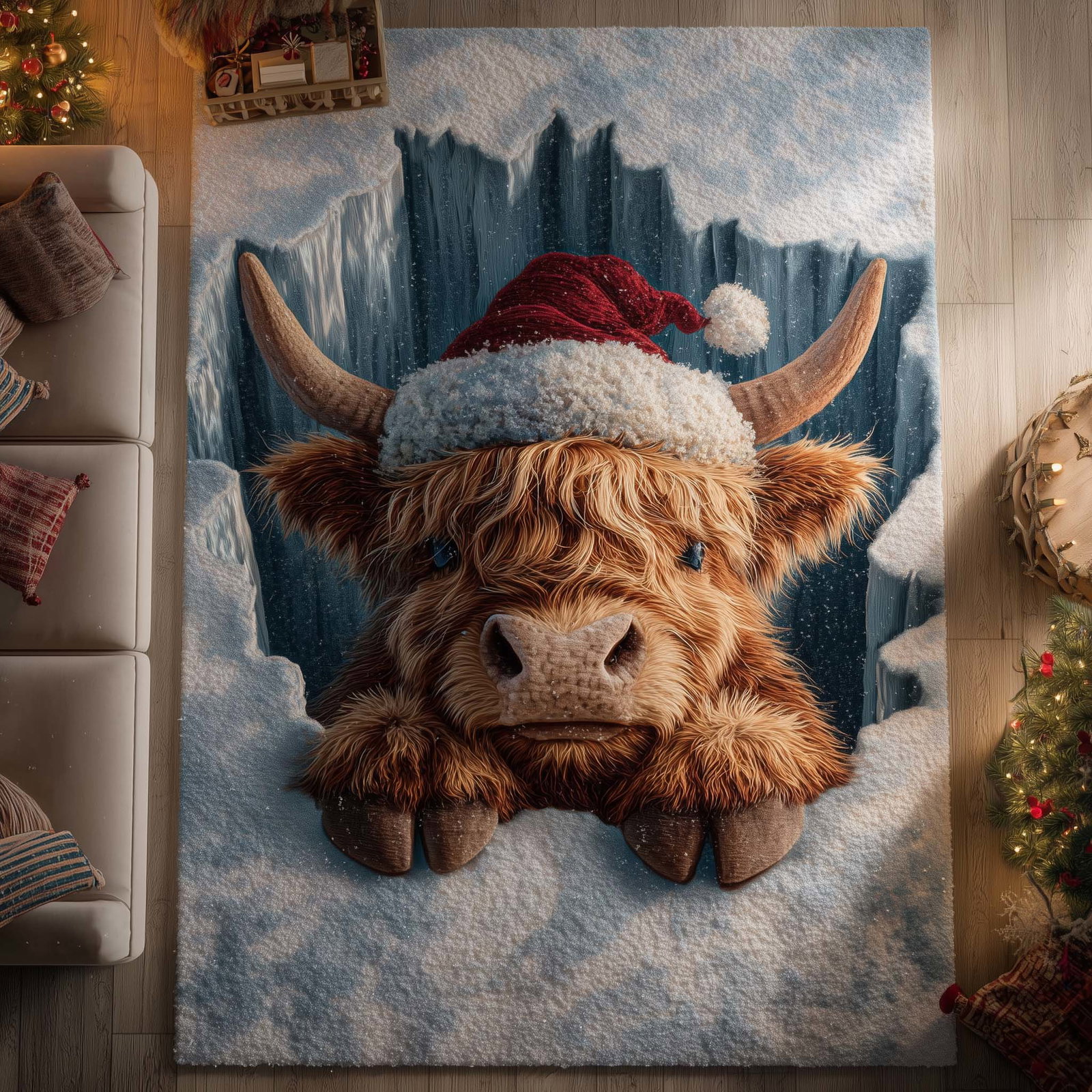 Holiday Farmstead Christmas Area Rug - Non-Slip Washable 3D Print Rug for Living Room & Bedroom (DesignTVC2108199
