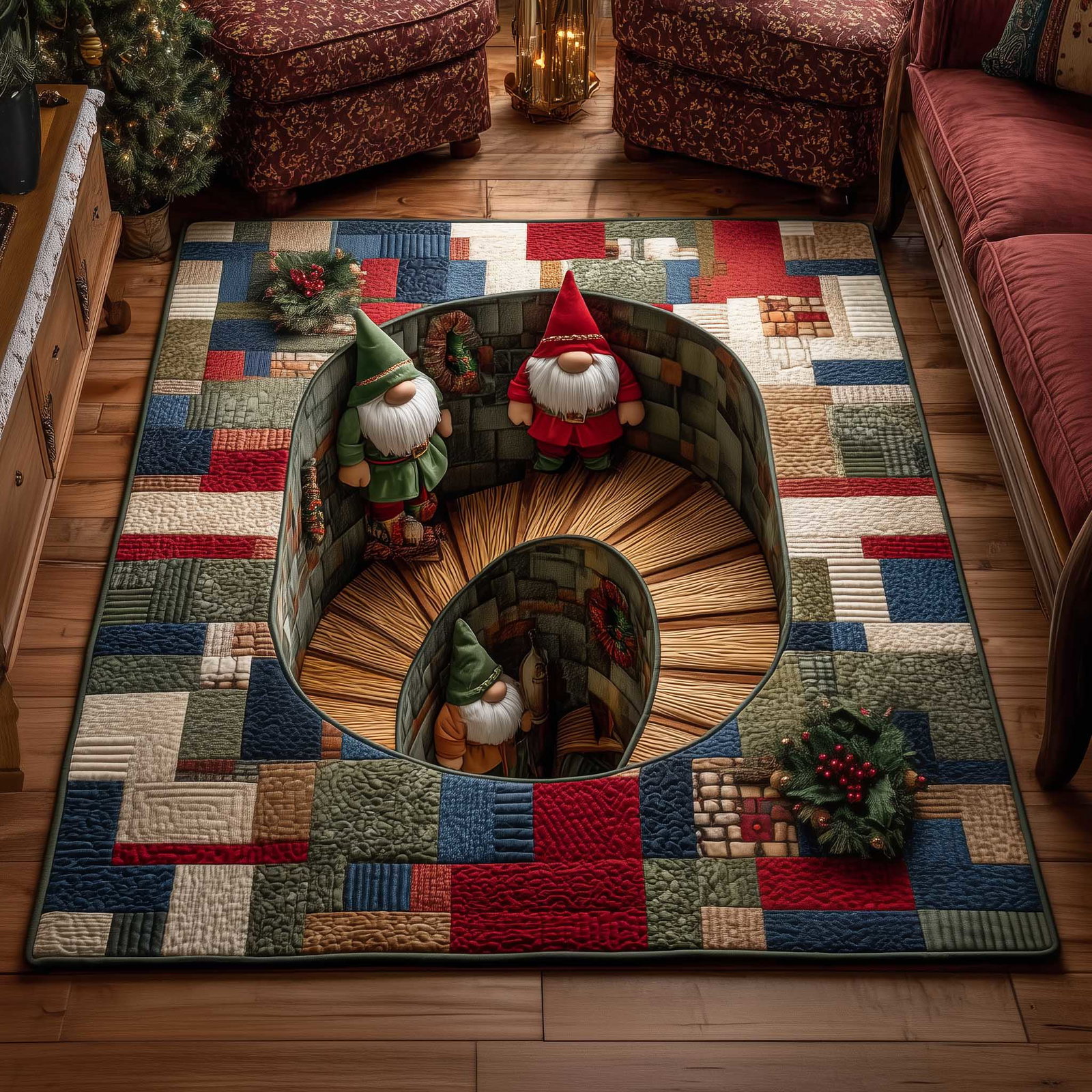 Holiday Workshop Christmas Area Rug - Non-Slip Washable 3D Print Rug for Living Room & BedroomTVC2108159