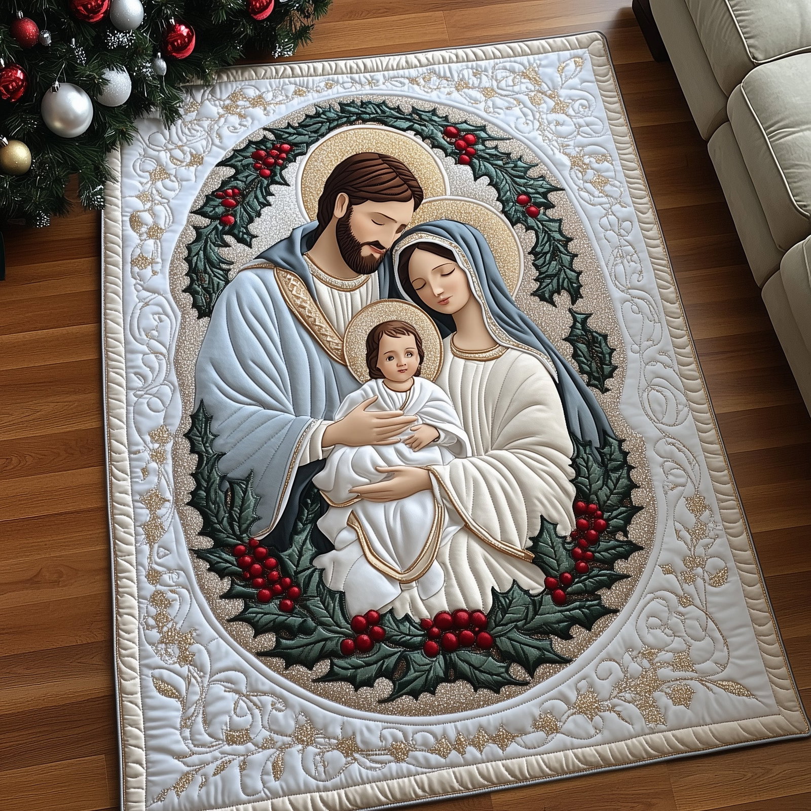 Holy Family Area Rug - Non-Slip Washable 3D Print Rug for Living Room & Bedroom (DesignTVC2108173