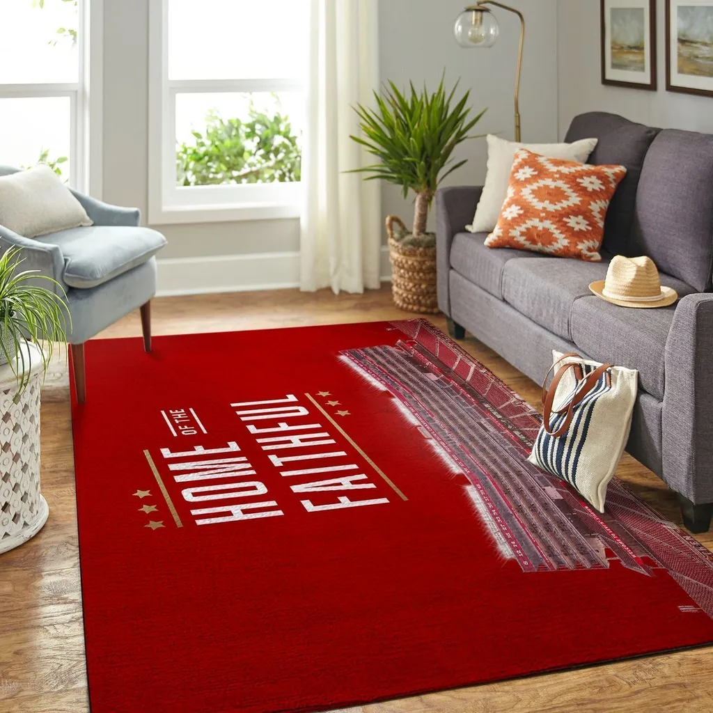 Home of the Faithful Football Stadium Area Rug Red and White