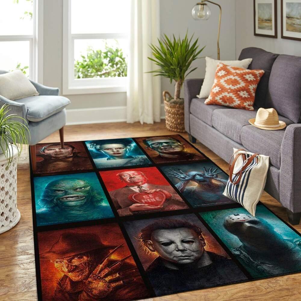 Horror Characters Area Rug Halloween Decor Michael Myers Living