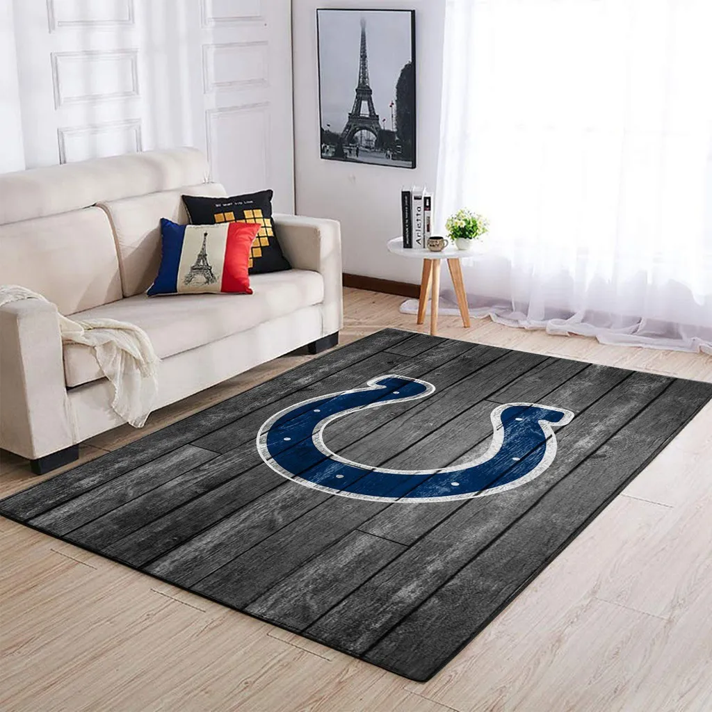 Horseshoe Rug Modern Living Room Area Carpet Decor Blue and Red