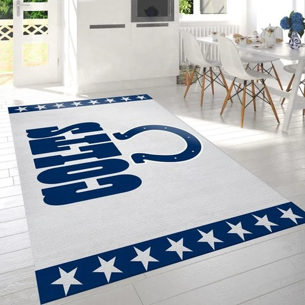 Horseshoe Welcome Rug for Entryway and Living Room Red and White