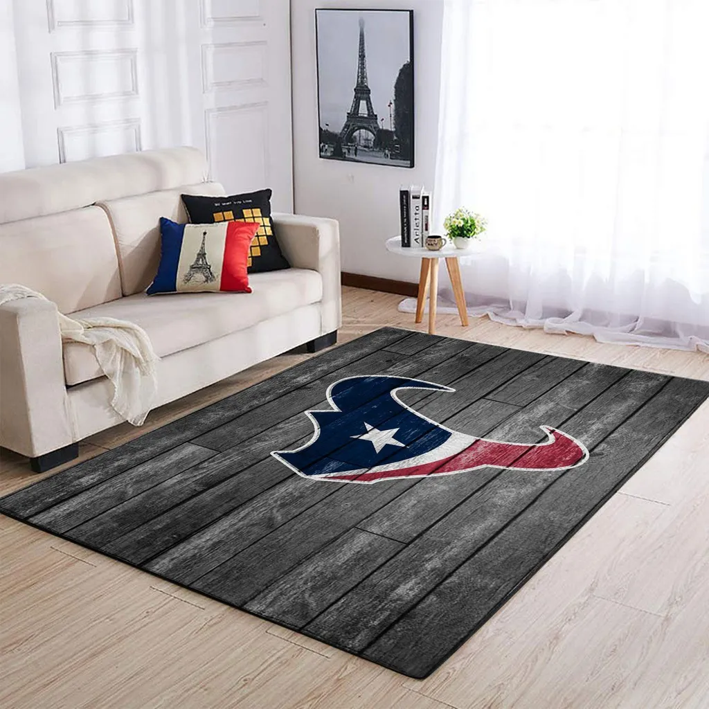 Houston Texans Rug - Logo Area for Living Room Bedroom Blue and White