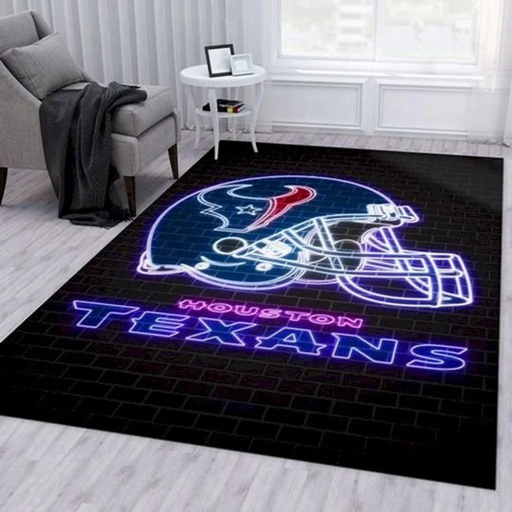 Houston Texans Rug - Neon Helmet Area for Fans Black and Green