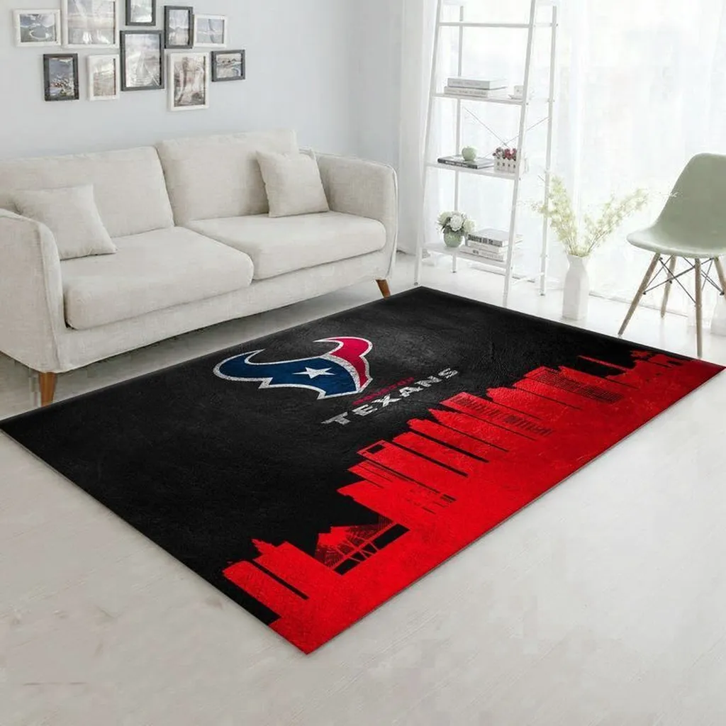 Houston Texans Rug - Skyline Area for Living Room Decor Black and Blue