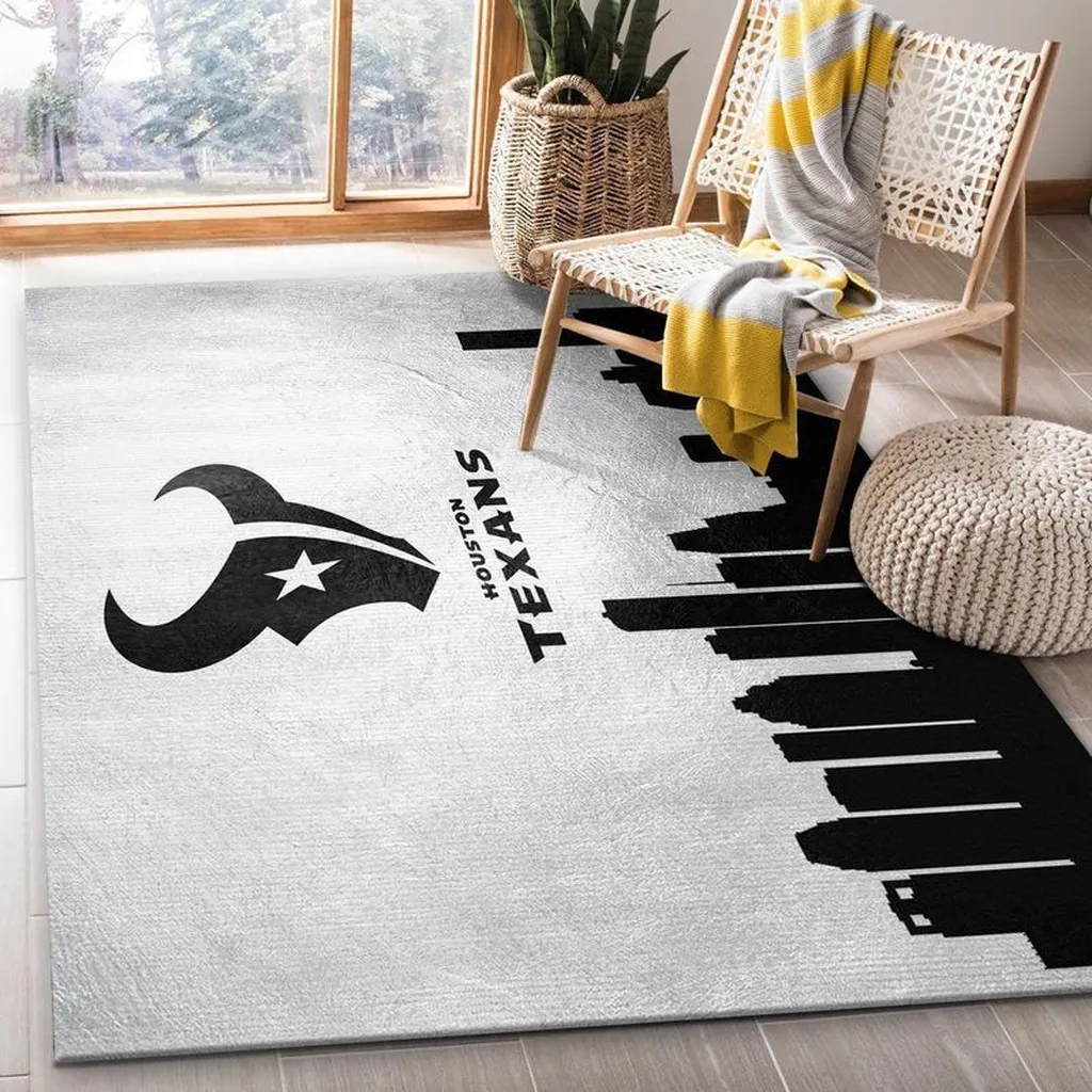 Houston Texans Rug - with City Skyline Design Black and Green