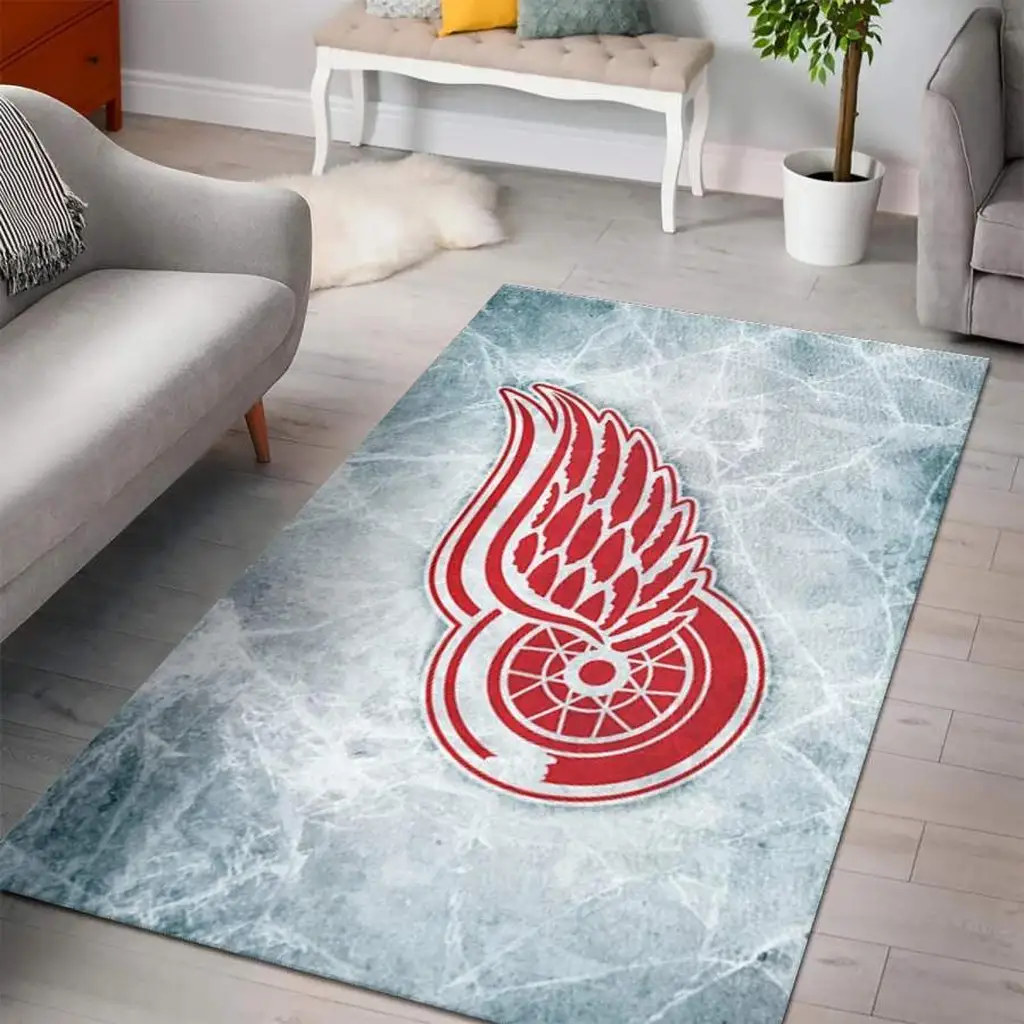 Ice Rink Rug with Wing Design for Home Decor Blue and White