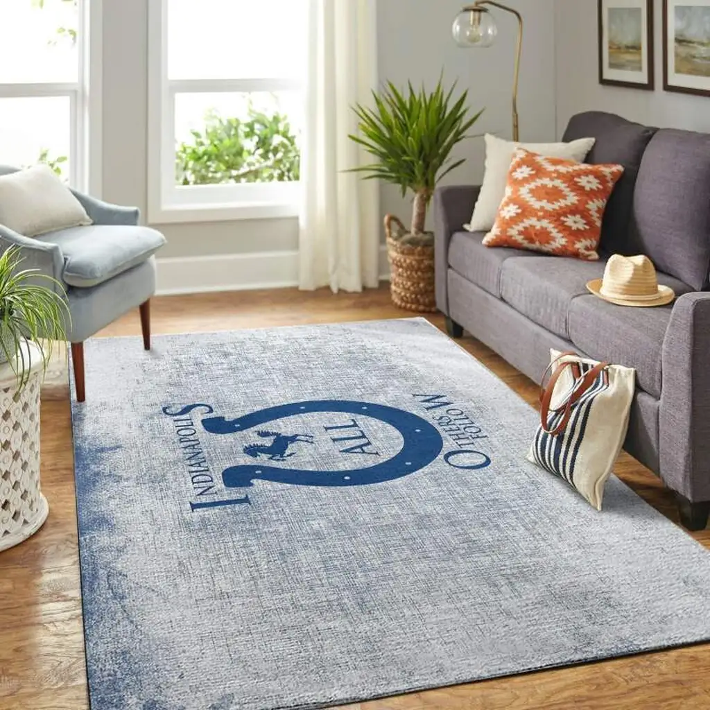 Indianapolis Colts Rug - Area for Living Room Decor Black and Blue