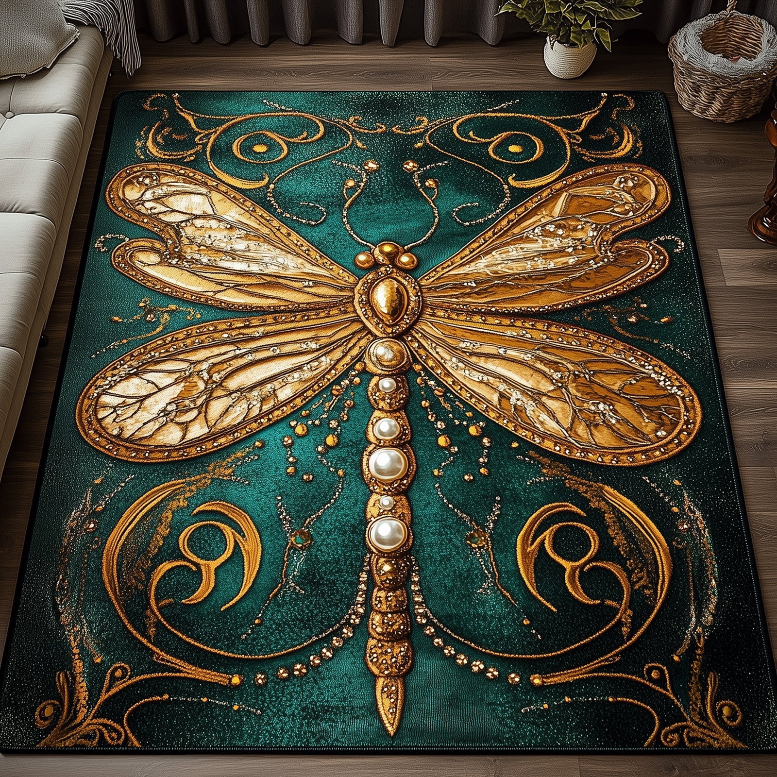 Iridescent Flight Area Rug - Non-Slip Washable 3D Print Rug for Living Room & Bedroom (DesignTVC2108172