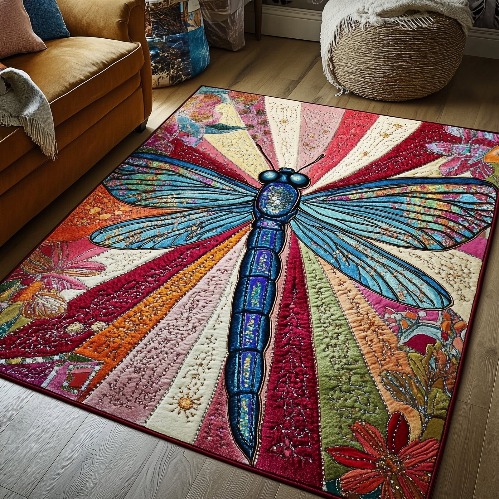 Iridescent Flight Area Rug - Non-Slip Washable 3D Print Rug for Living Room & BedroomTVC2108146