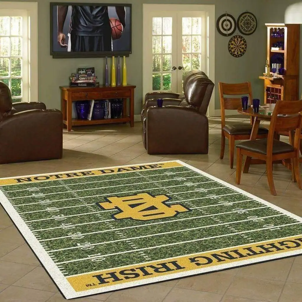 Irish Team Field Area Rug Perfect for Sports Fans Green and Yellow