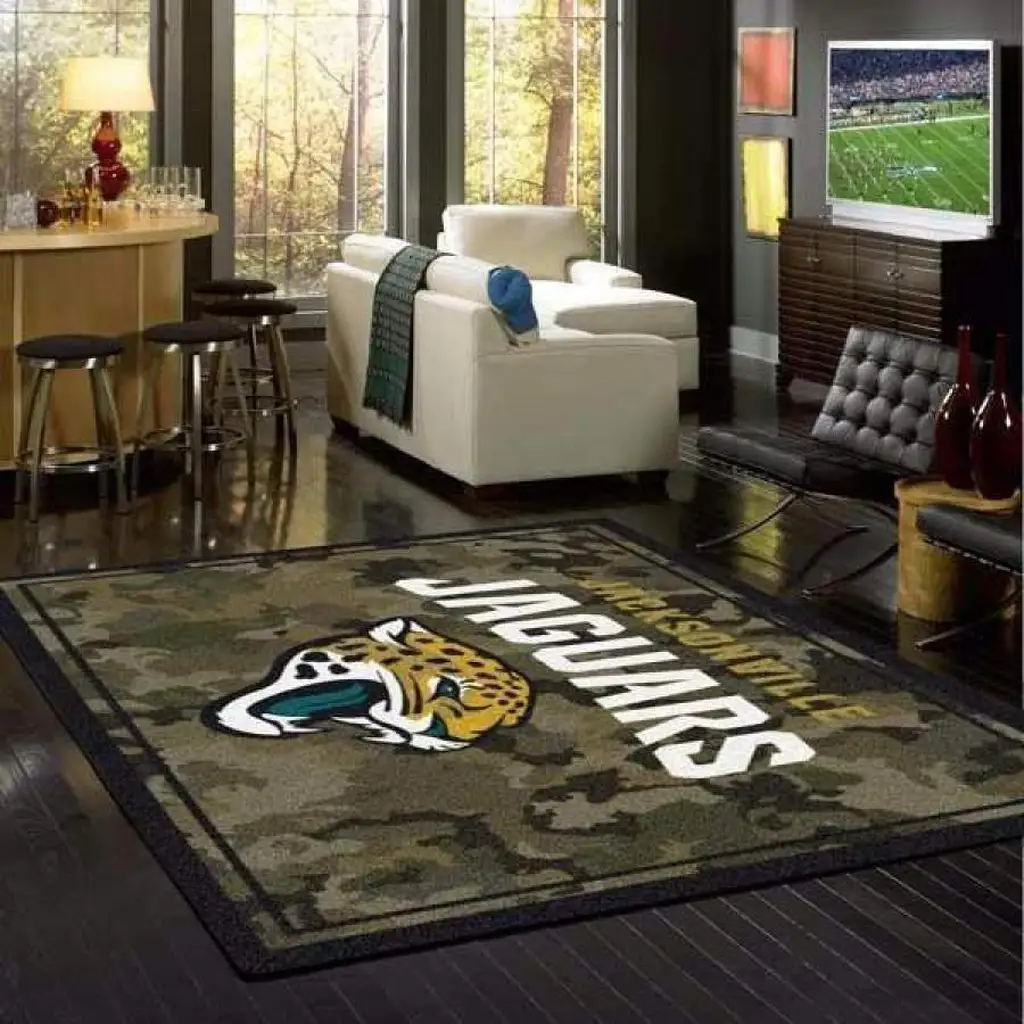 Jacksonville Jaguars Rug - Camo Area for Home Decor Black and Orange