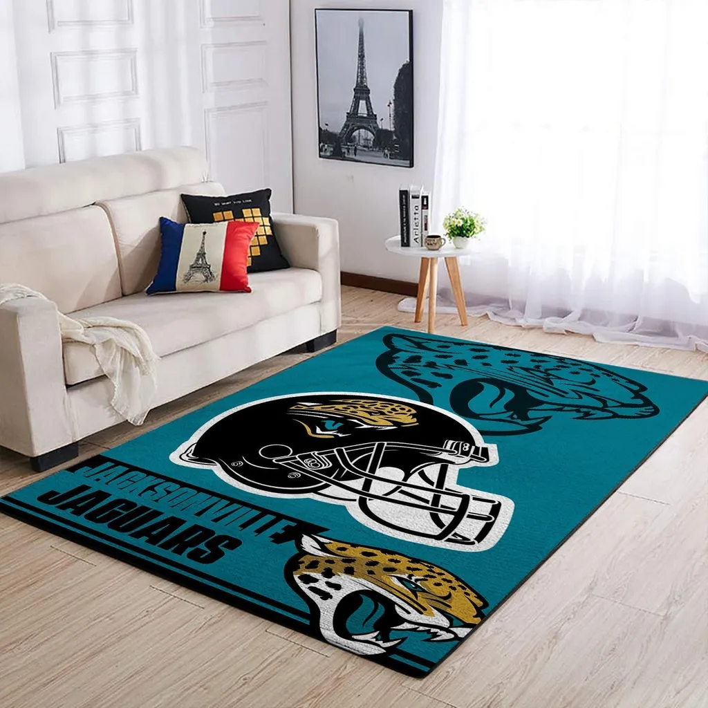 Jacksonville Jaguars Rug - for Game Room and Home Decor Black and Teal