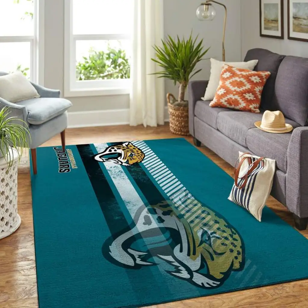 Jaguar Area Rug for Living Room Bedroom Decor Black and Teal