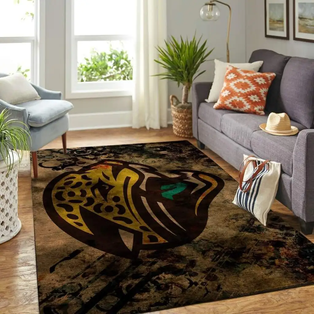 Jaguar Print Rug for Modern Stylish Living Room Decor Black and Brown