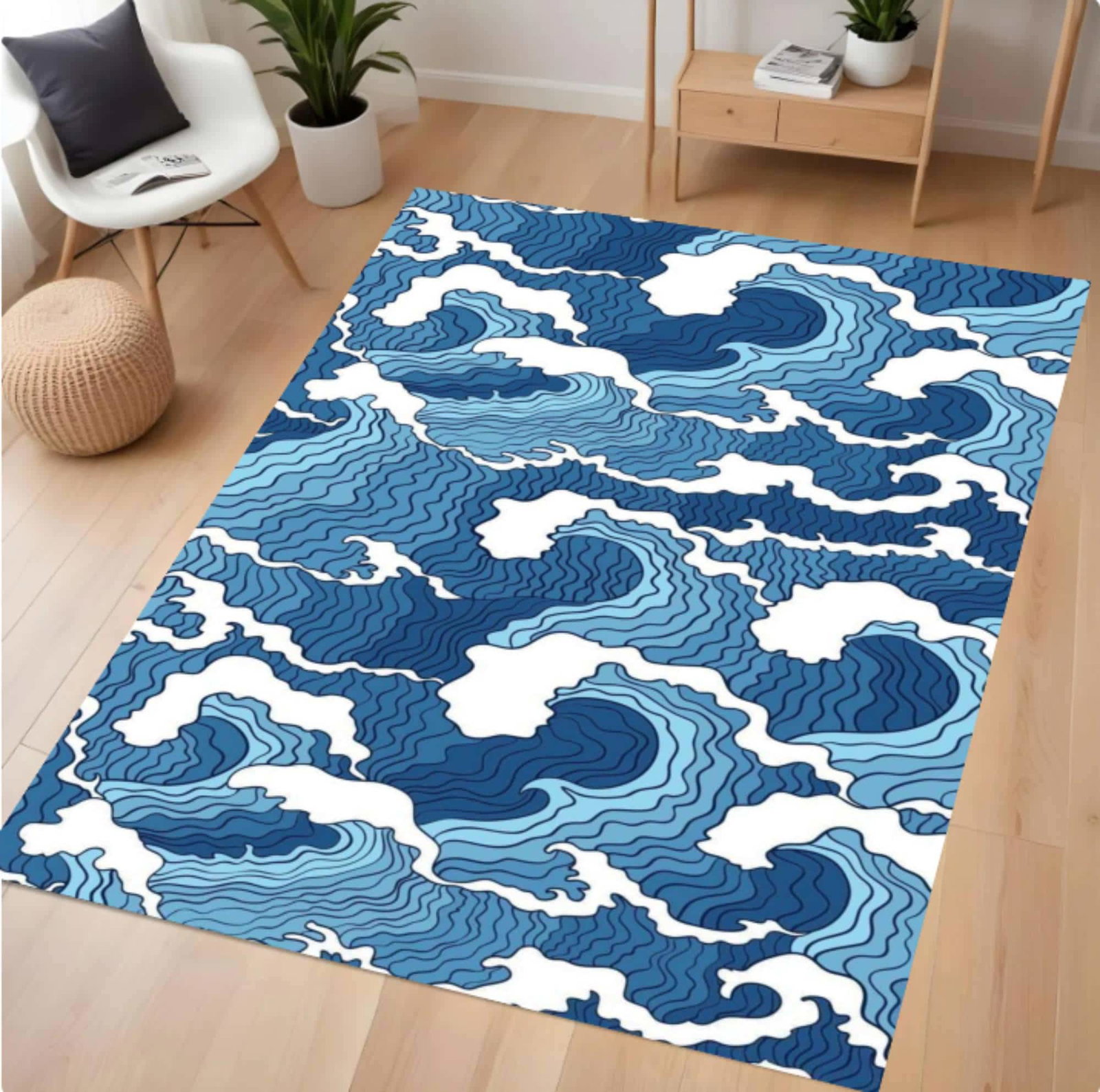 Japanese Golftapijt Oceaantapijt Washable Non-slip Kusttapijt Blue Modern Living RoomTVC1708368
