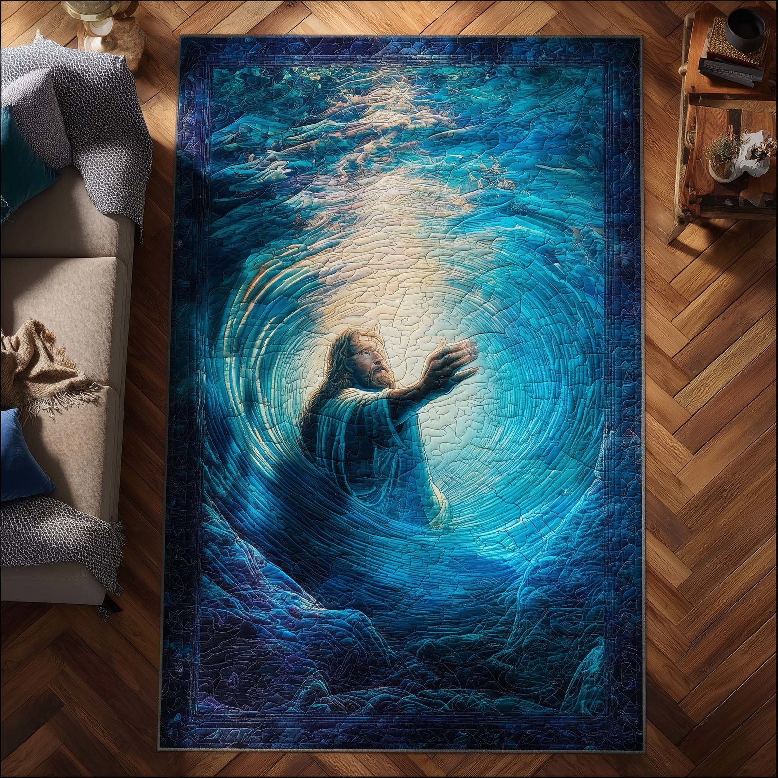 Jesus Hand Reaching Faith Area Rug - Non-Slip Washable 3D Print Rug for Living Room & BedroomTVC2108159
