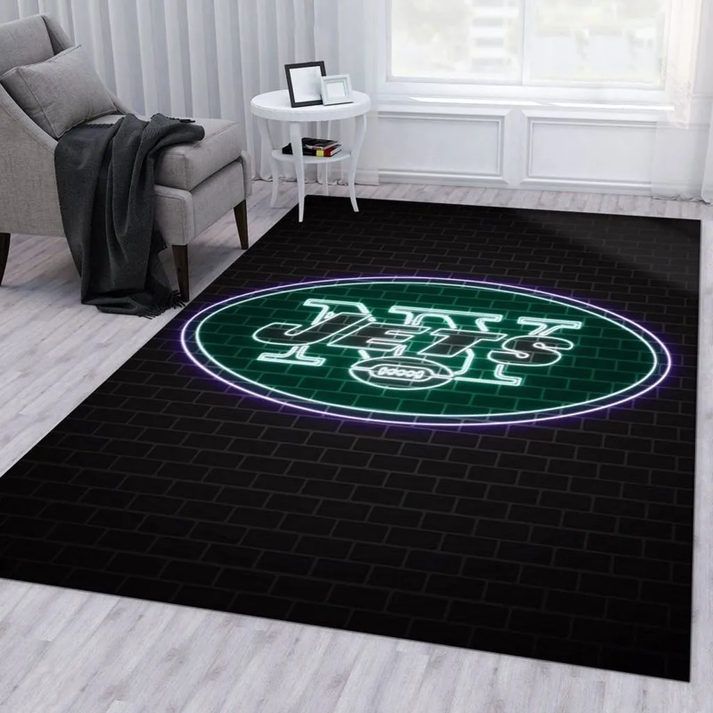 Jets Area Rug for Living Room Home Decor Black and Green