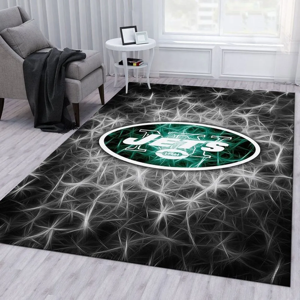 Jets Football Rug for Living Room Home Decor Black and Green