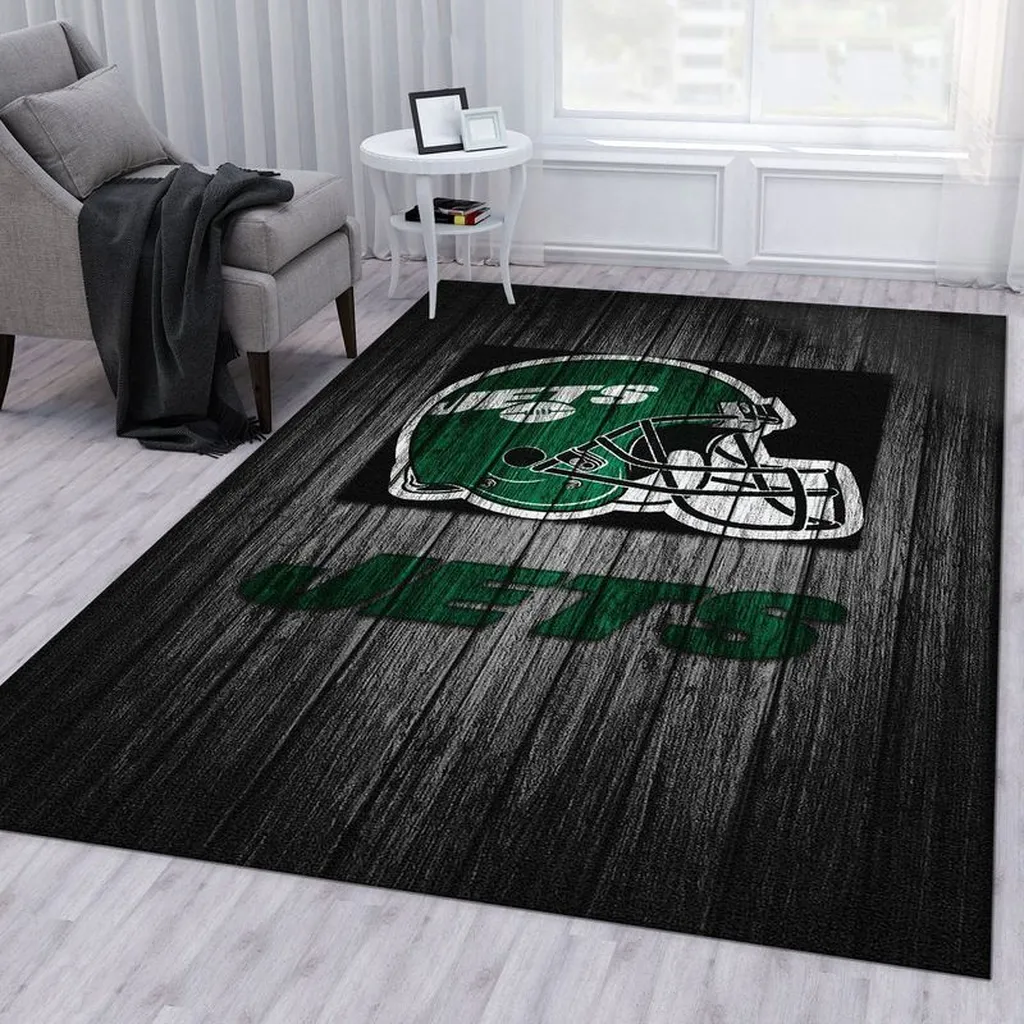 Jets Helmet Area Rug for Bedroom and Living Room Black and Green
