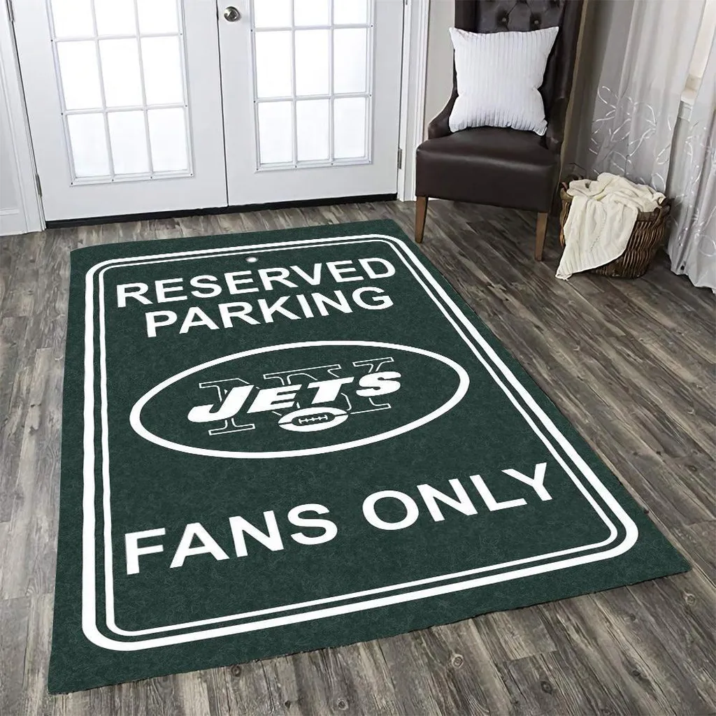 Jets Reserved Parking Fans Only Area Rug Carpet Green and White