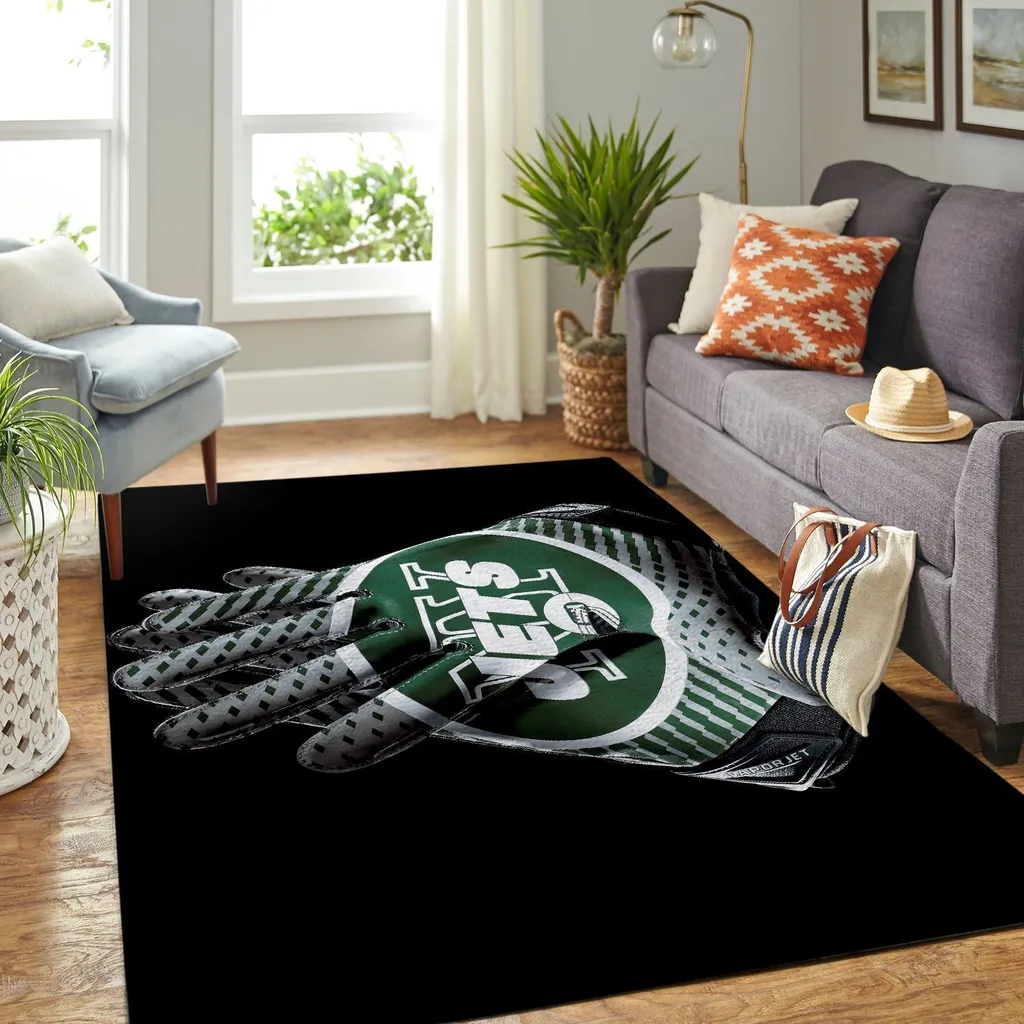 Jets Rug Comfortable Living Room Decor Carpet Black and Green