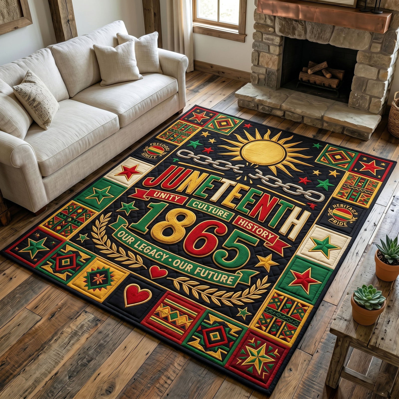 Juneteenth Legacy Area Rug - Non-Slip Washable 3D Print Rug for Living Room & Bedroom (DesignTVC2108196