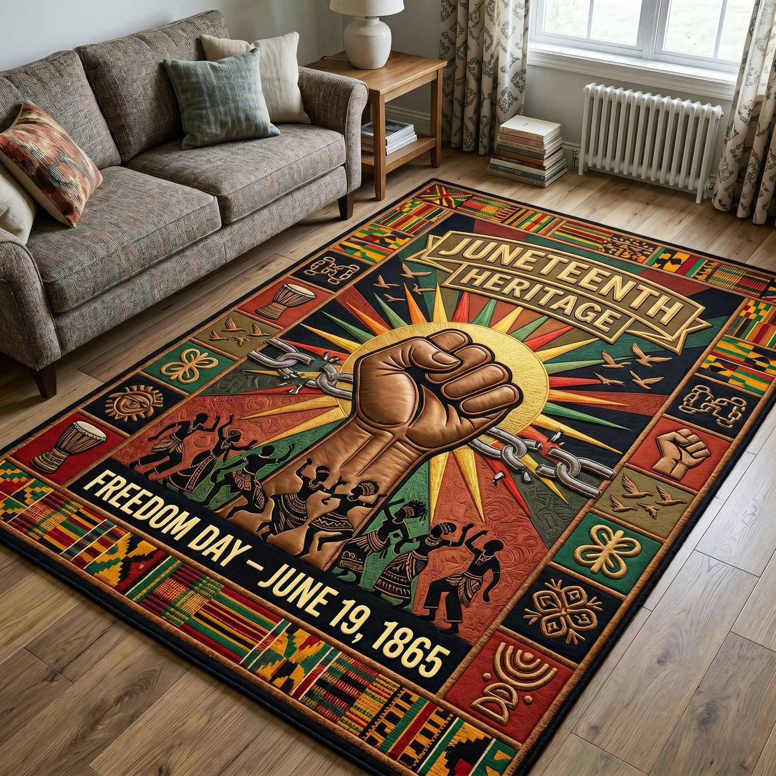 Juneteenth Legacy Area Rug - Non-Slip Washable 3D Print Rug for Living Room & Bedroom (DesignTVC2108197