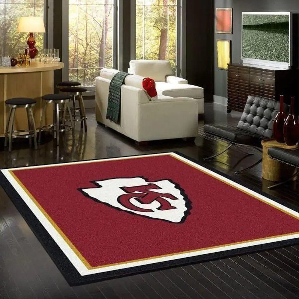Kansas City Chiefs Rug - Logo Area for Fans Red and White