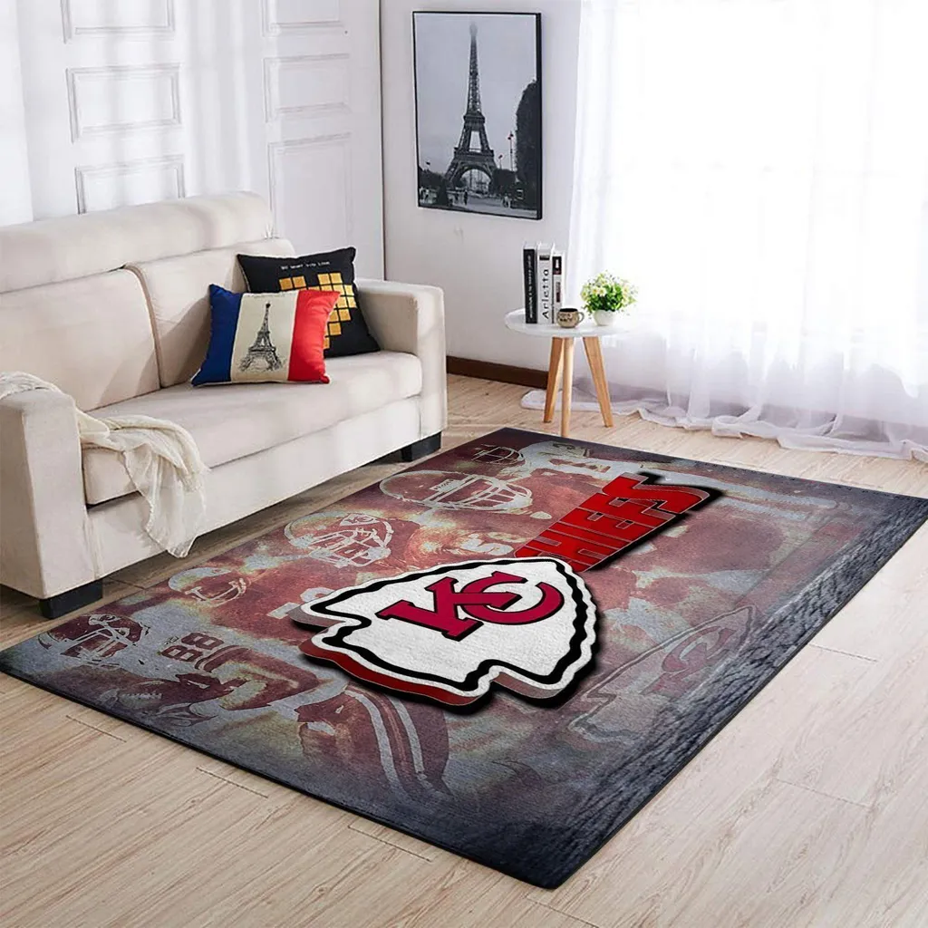 Kansas City Chiefs Rug - NFL Team Logo Area for Fans Black and Red