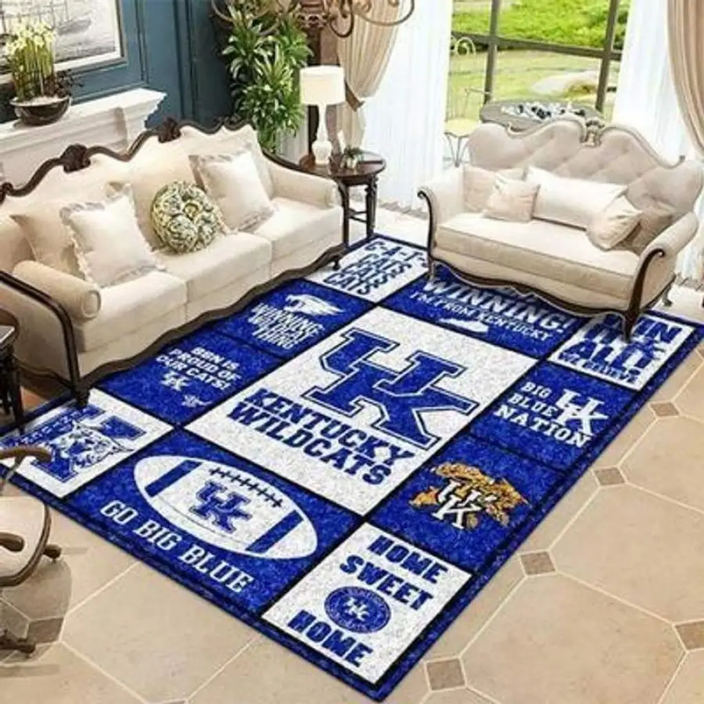 Kentucky Wildcats Rug - Perfect for Game Room Decor Blue and White