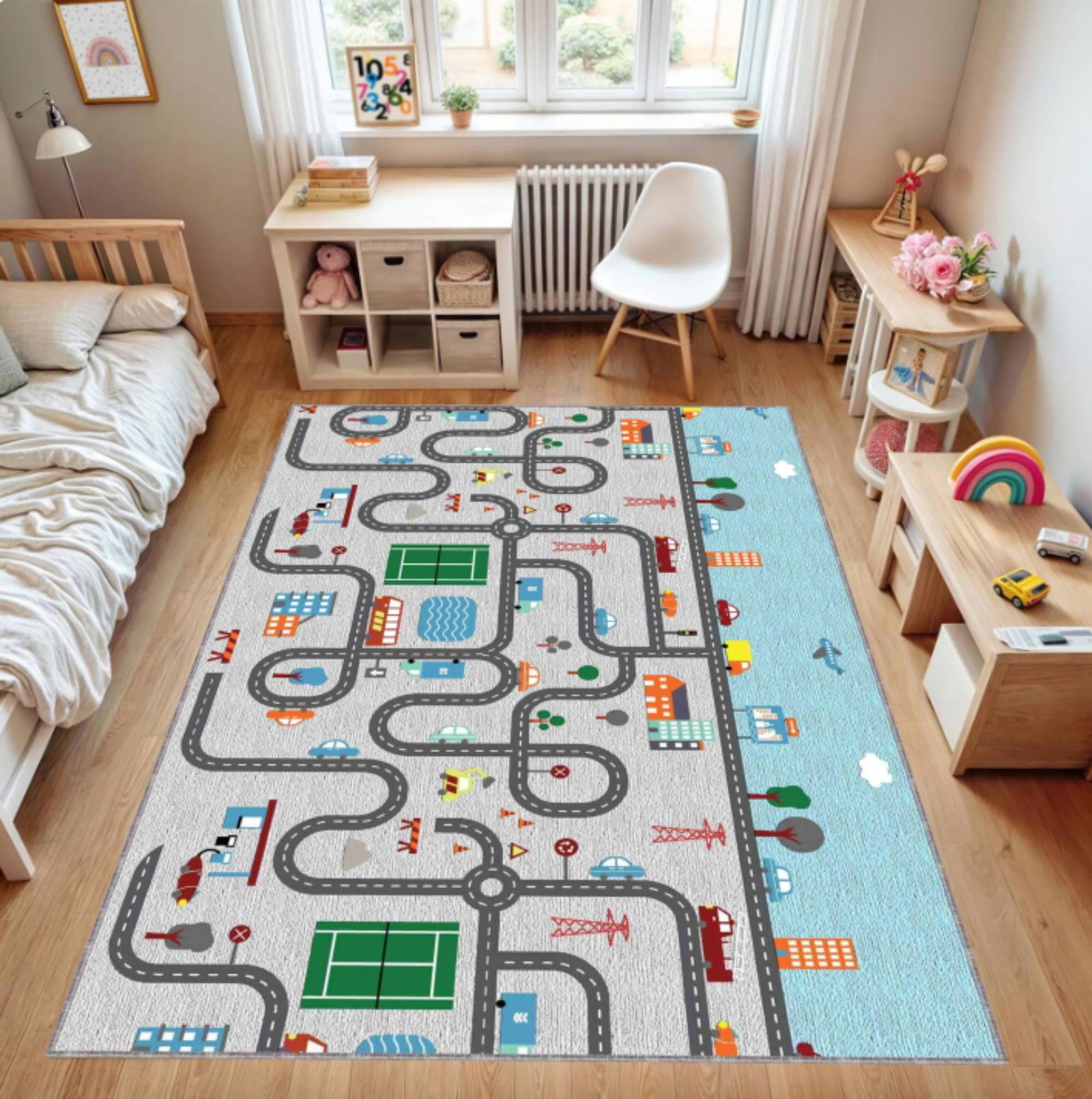 Kids City Road Play Rug, Washable Nursery Activity MatTVC1708396