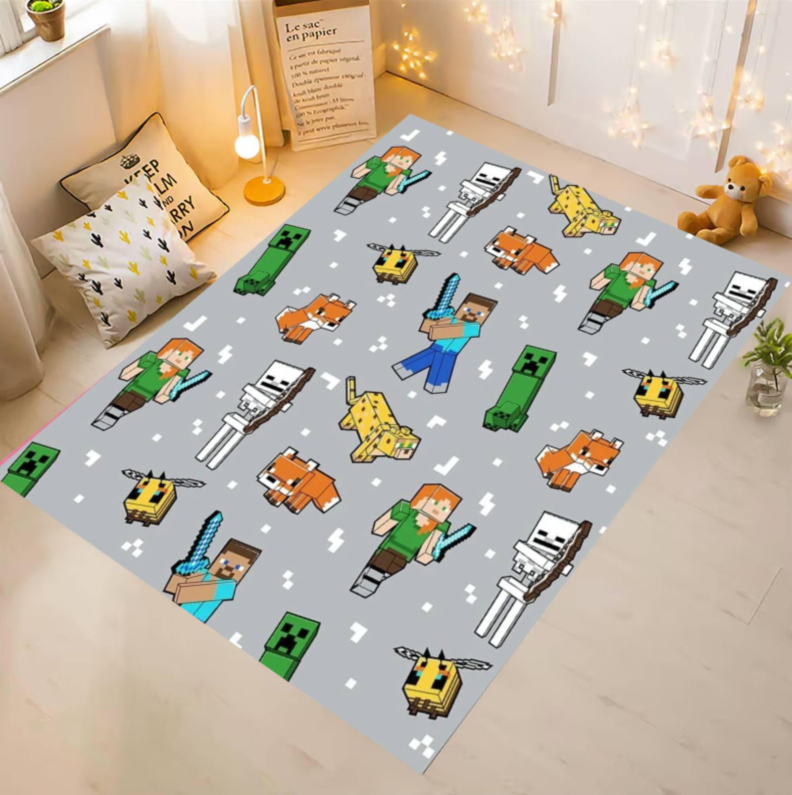 Kids Pixel Game Rug, Washable Gamer Playroom CarpetTVC1708394