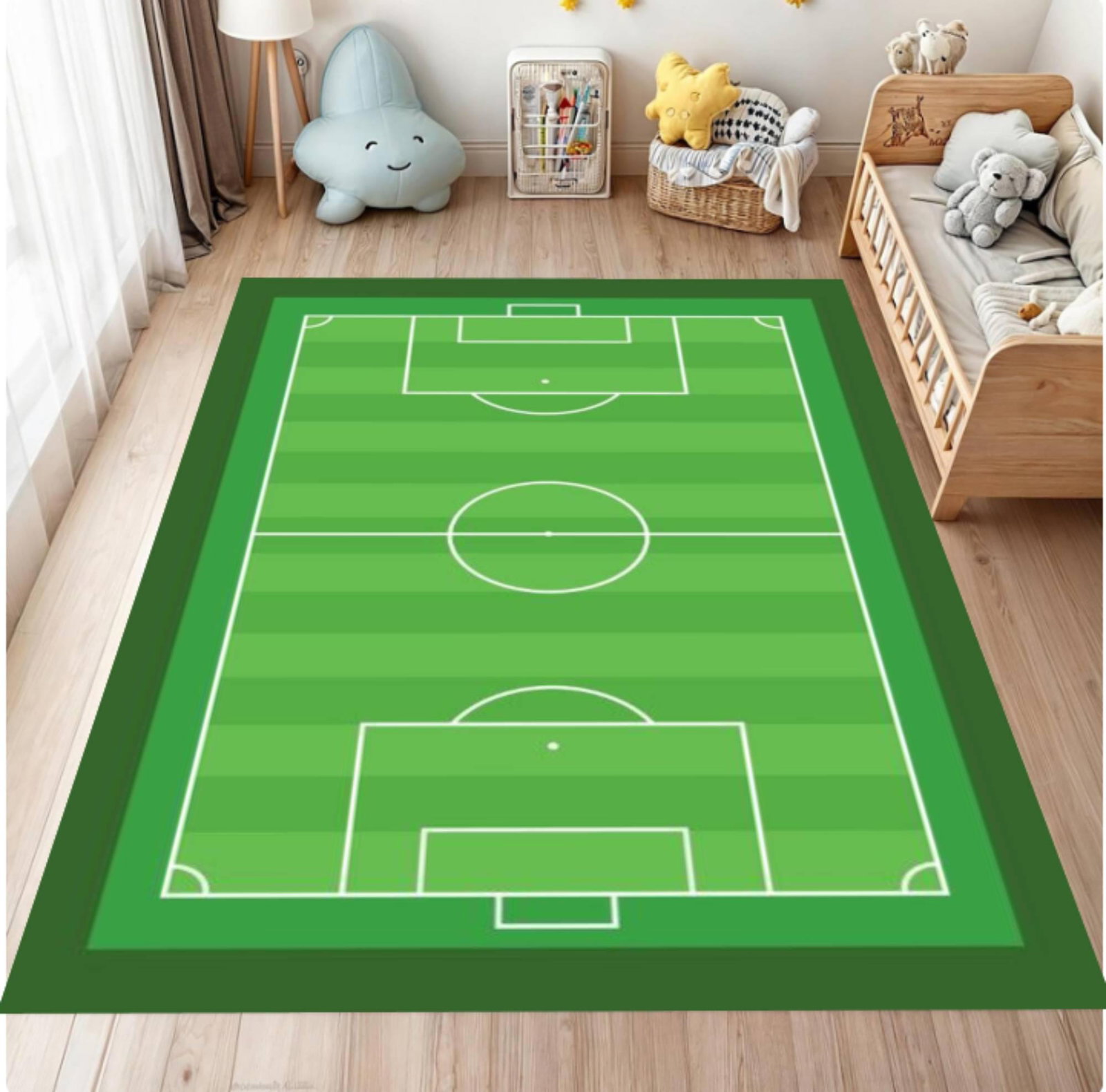 Kids Rug Soccer Field Rug Soccer Field Washable Rug PlayroomTVC1708370