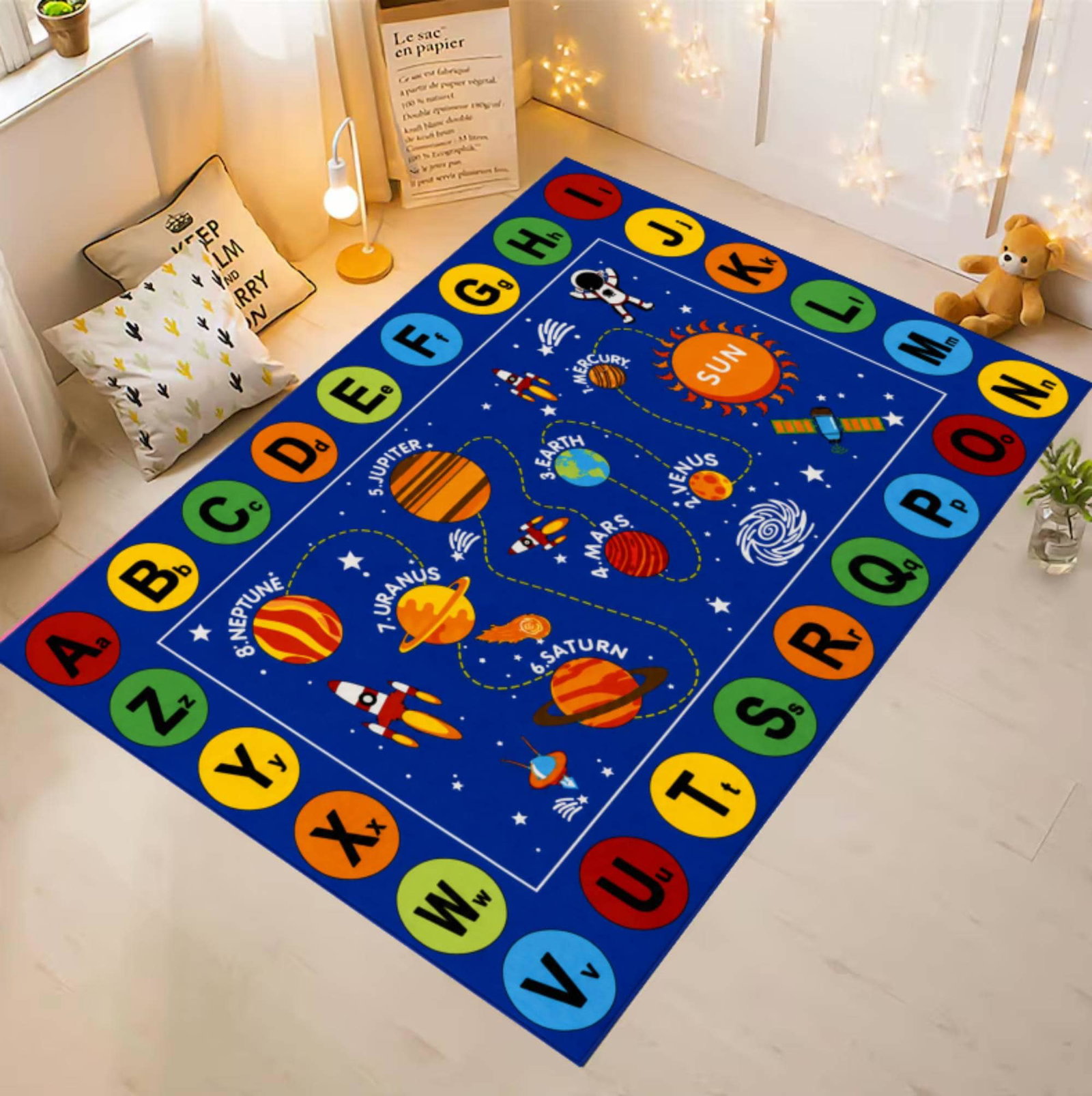 Kids Rug Zonnestelsel Washable Non-slip Leertapijt Abc Educational Playroom RugTVC1708371