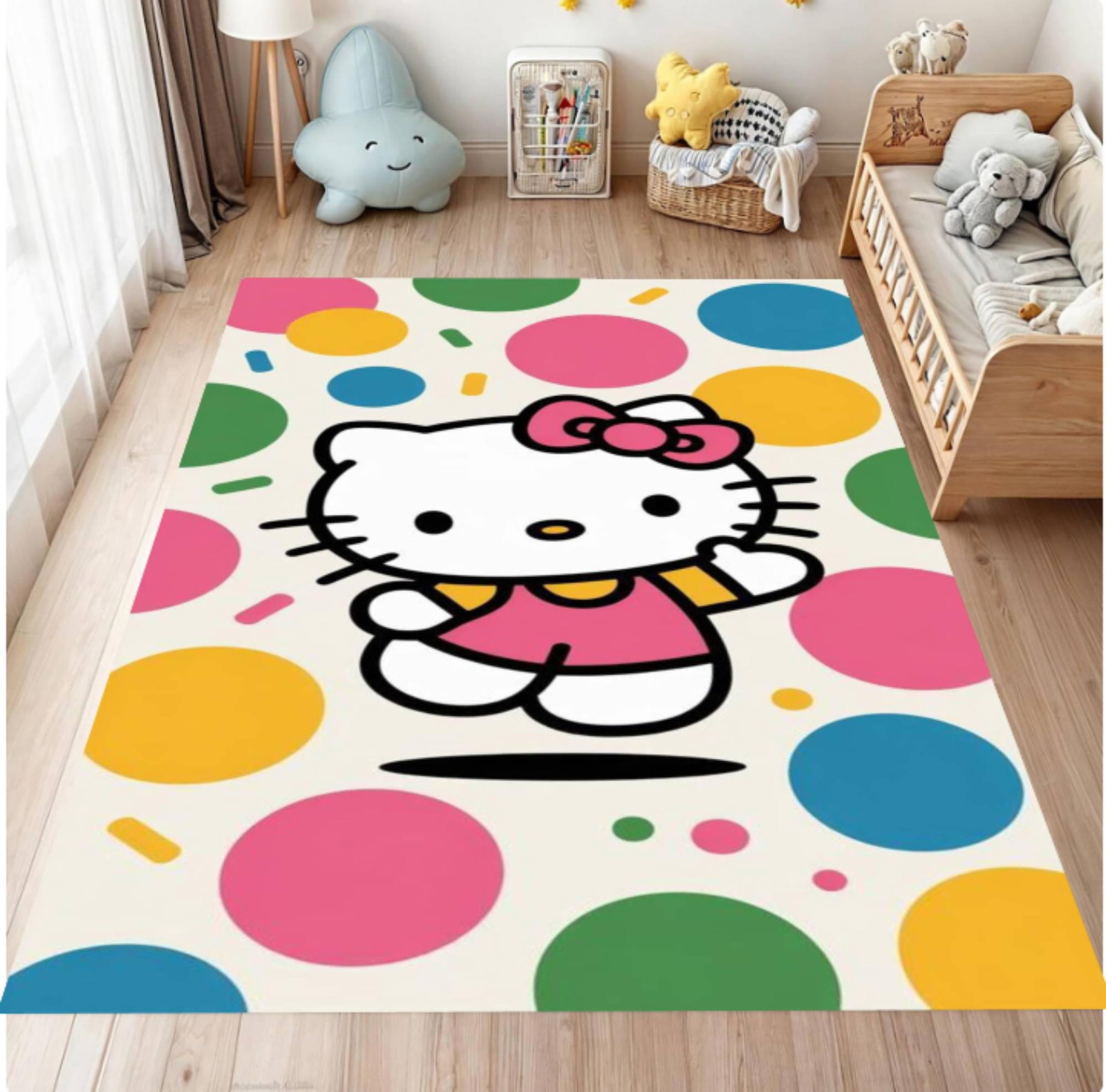 Kitty Kids Rug Washable Kids Room Rug Decor PlayroomTVC1708370