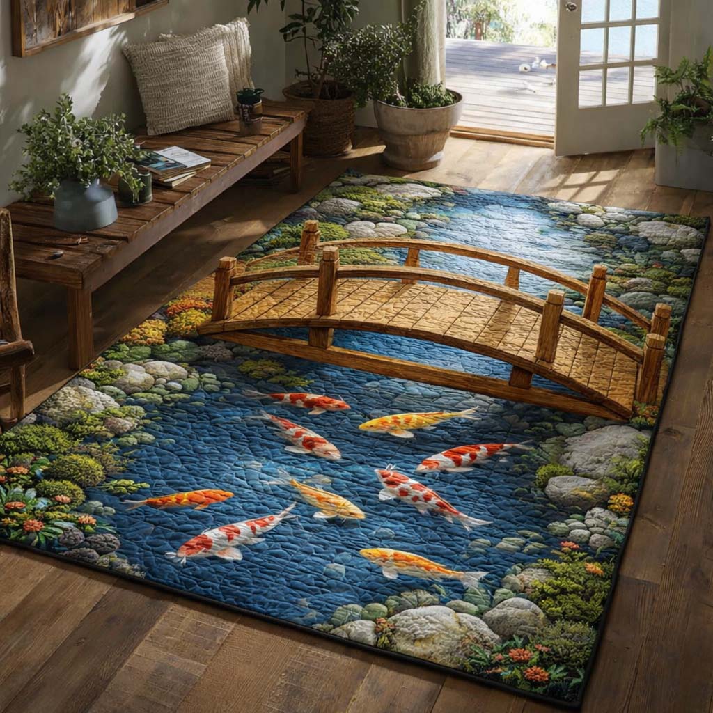 Koi Heaven Area Rug - Non-Slip Washable 3D Print Rug for Living Room & BedroomTVC2108159