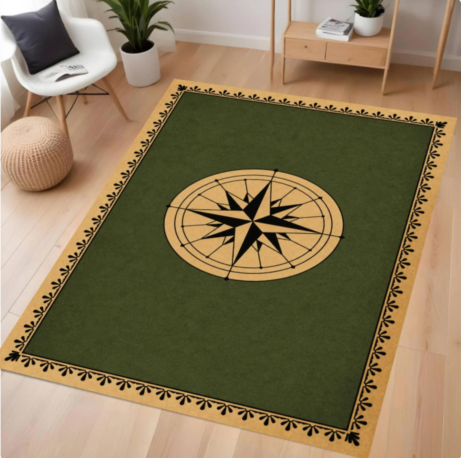 Kompastapijt Nautical Rug Minimalist Kompasroostapijt Washable Non-slip Rug Living RoomTVC1708368