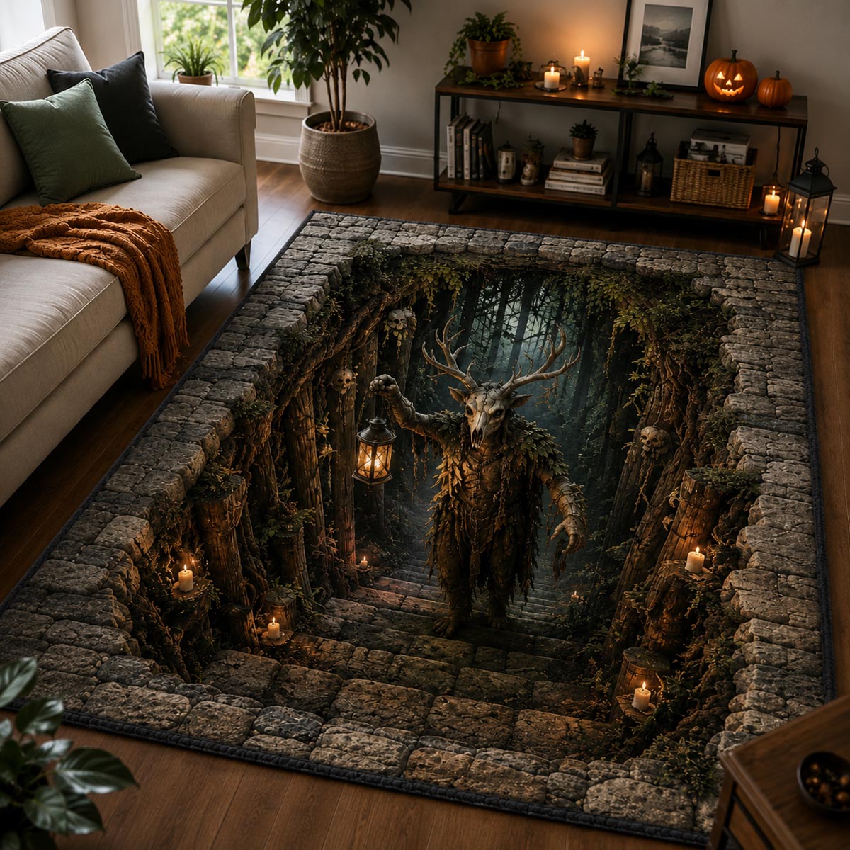 Lantern Warden Area Rug - Non-Slip Washable 3D Print Rug for Living Room & BedroomTVC210871