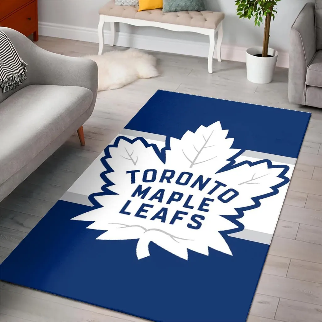 Leafs Nation Floor Decor Rug for Hockey Fans Blue and White